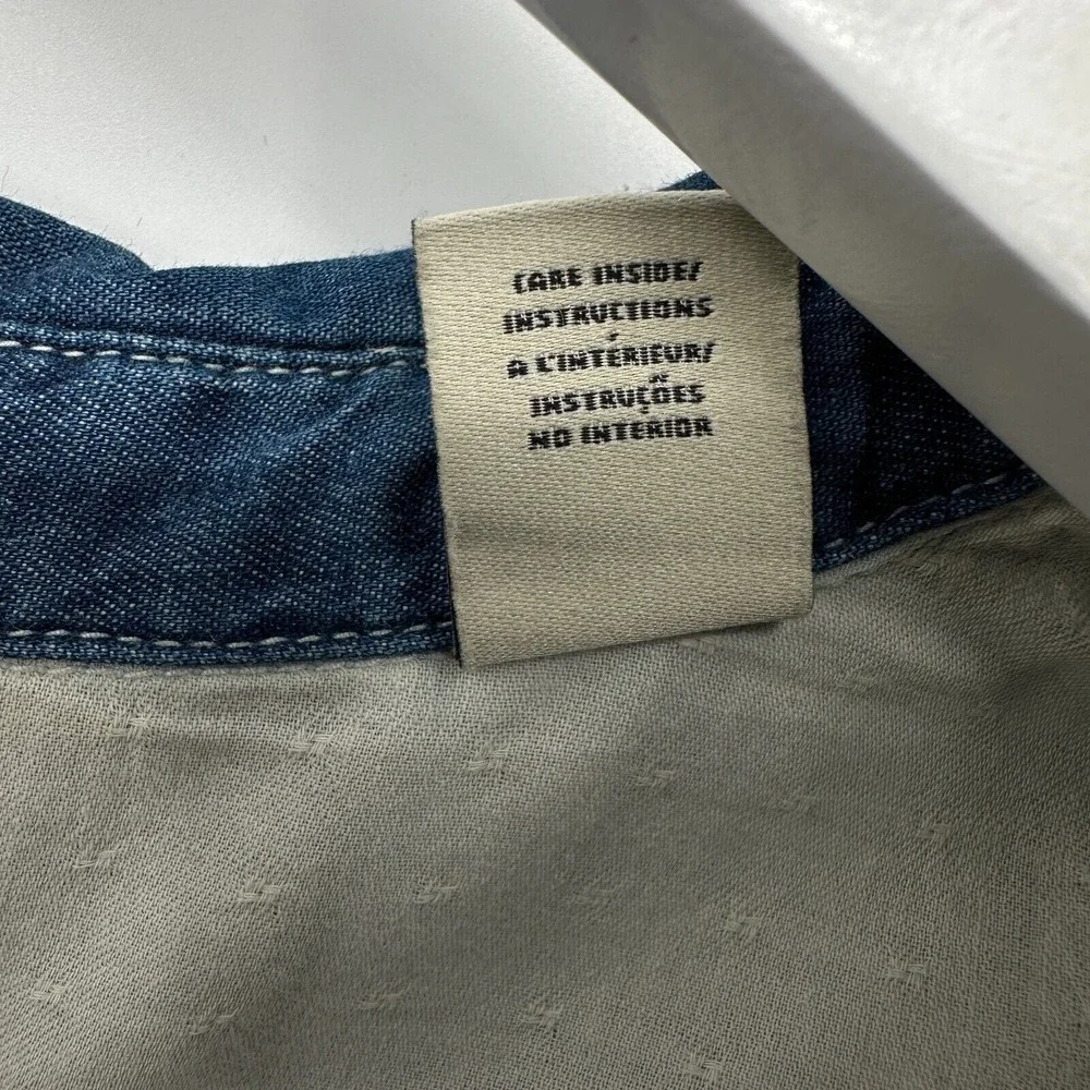 Maison Scotch Top Shirt Blouse Size 3‎ Large Blue Denim Long Sleeve Button Up - Picture 14 of 16